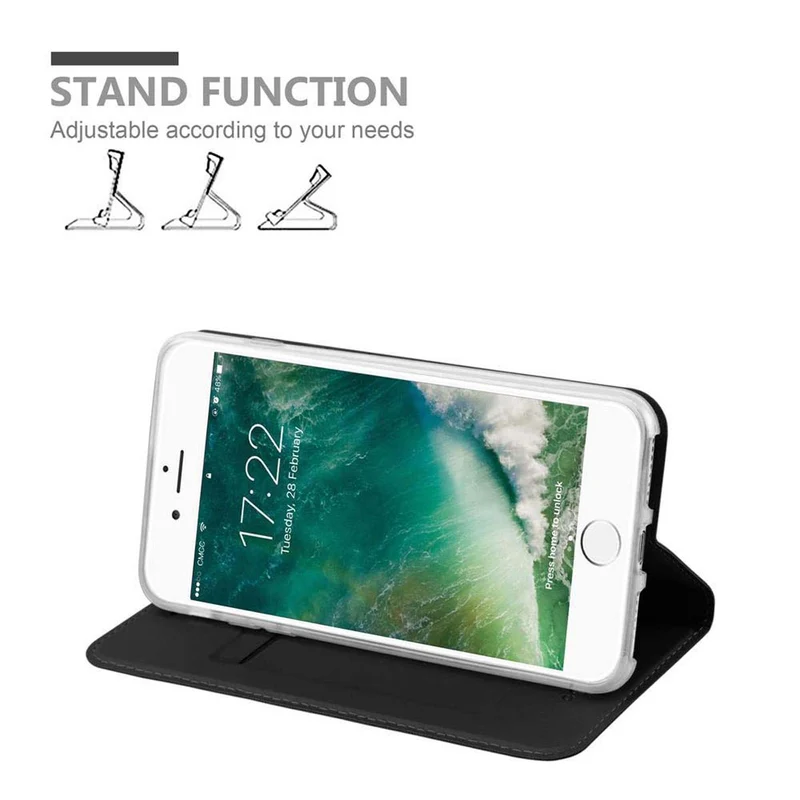 Cadorabo Hülle kompatibel mit Apple iPhone 7 PLUS / 7S PLUS / 8 PLUS Schutzhülle mit Magnetverschluss, Standfunktion und Kartenfach
