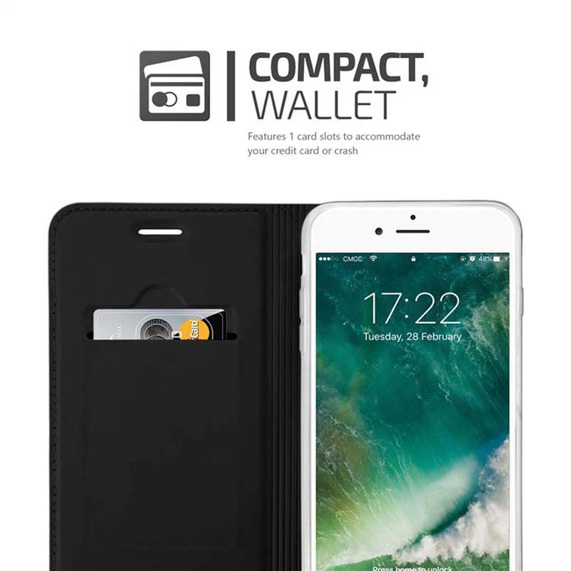 Cadorabo Hülle kompatibel mit Apple iPhone 7 PLUS / 7S PLUS / 8 PLUS Schutzhülle mit Magnetverschluss, Standfunktion und Kartenfach