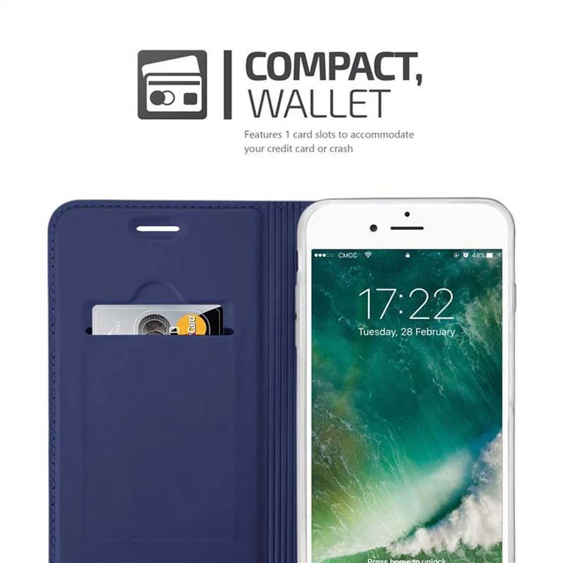 Cadorabo Hülle kompatibel mit Apple iPhone 7 PLUS / 7S PLUS / 8 PLUS Schutzhülle mit Magnetverschluss, Standfunktion und Kartenfach