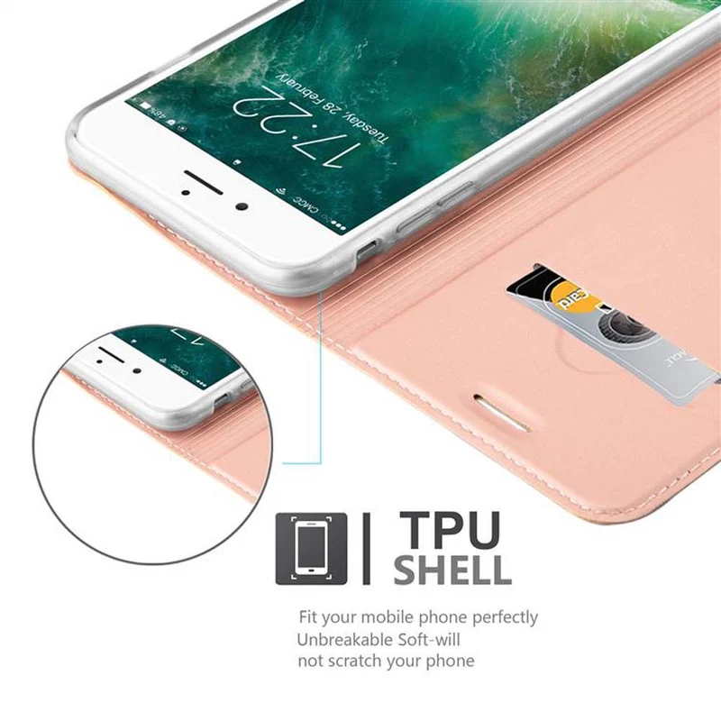 Cadorabo Hülle kompatibel mit Apple iPhone 7 PLUS / 7S PLUS / 8 PLUS Schutzhülle mit Magnetverschluss, Standfunktion und Kartenfach