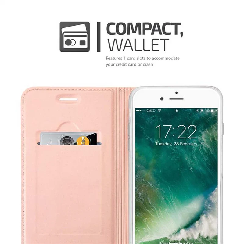 Cadorabo Hülle kompatibel mit Apple iPhone 7 PLUS / 7S PLUS / 8 PLUS Schutzhülle mit Magnetverschluss, Standfunktion und Kartenfach