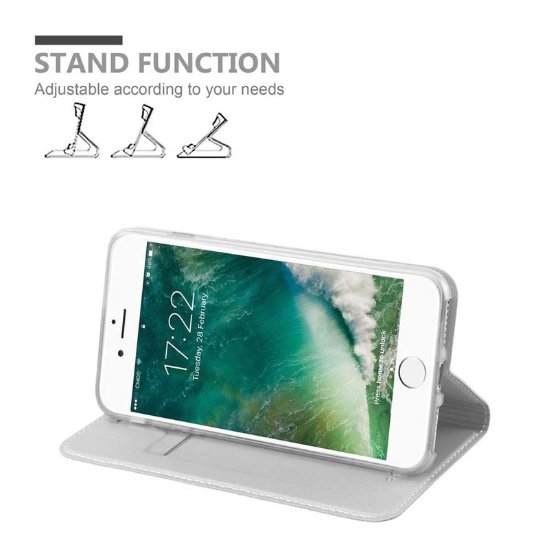 Cadorabo Hülle kompatibel mit Apple iPhone 7 PLUS / 7S PLUS / 8 PLUS Schutzhülle mit Magnetverschluss, Standfunktion und Kartenfach