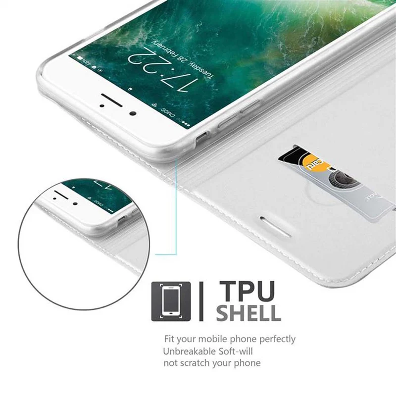 Cadorabo Hülle kompatibel mit Apple iPhone 7 PLUS / 7S PLUS / 8 PLUS Schutzhülle mit Magnetverschluss, Standfunktion und Kartenfach