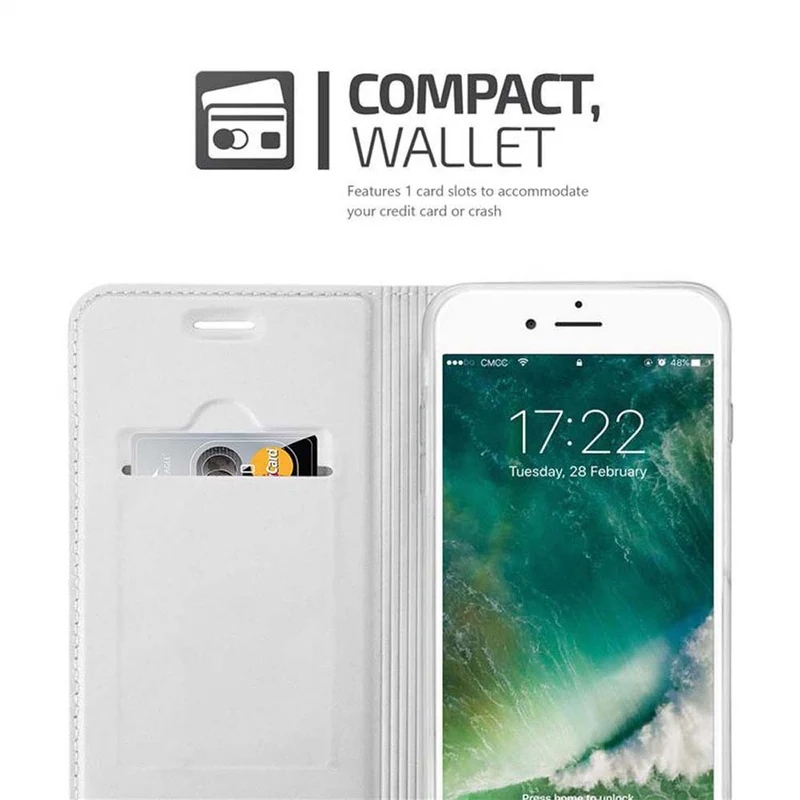 Cadorabo Hülle kompatibel mit Apple iPhone 7 PLUS / 7S PLUS / 8 PLUS Schutzhülle mit Magnetverschluss, Standfunktion und Kartenfach
