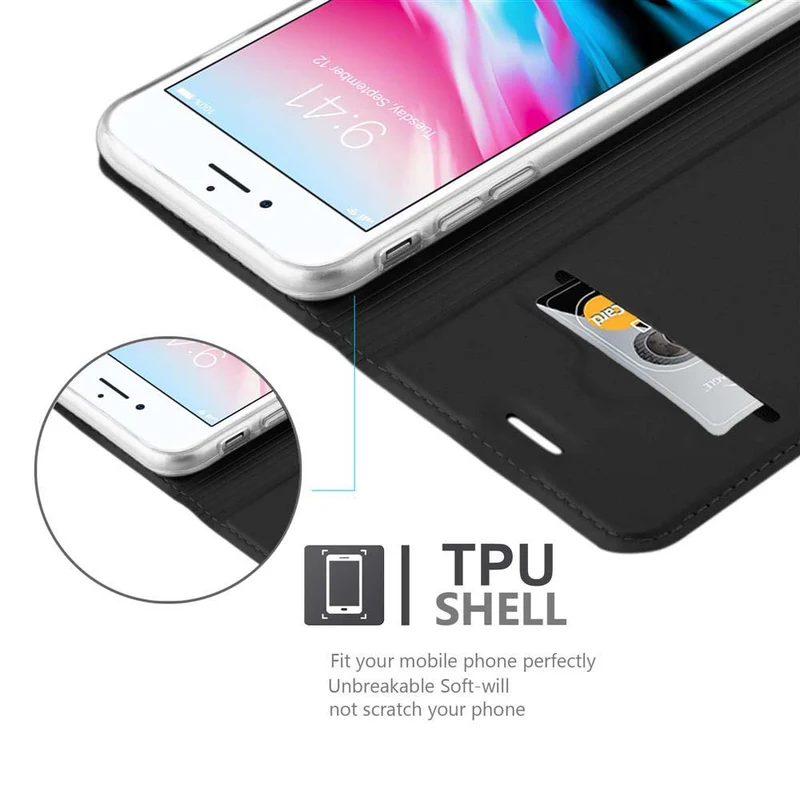 Cadorabo Hülle kompatibel mit Apple iPhone 7 / 7S / 8 / SE 2020 Schutzhülle mit Magnetverschluss, Standfunktion und Kartenfach