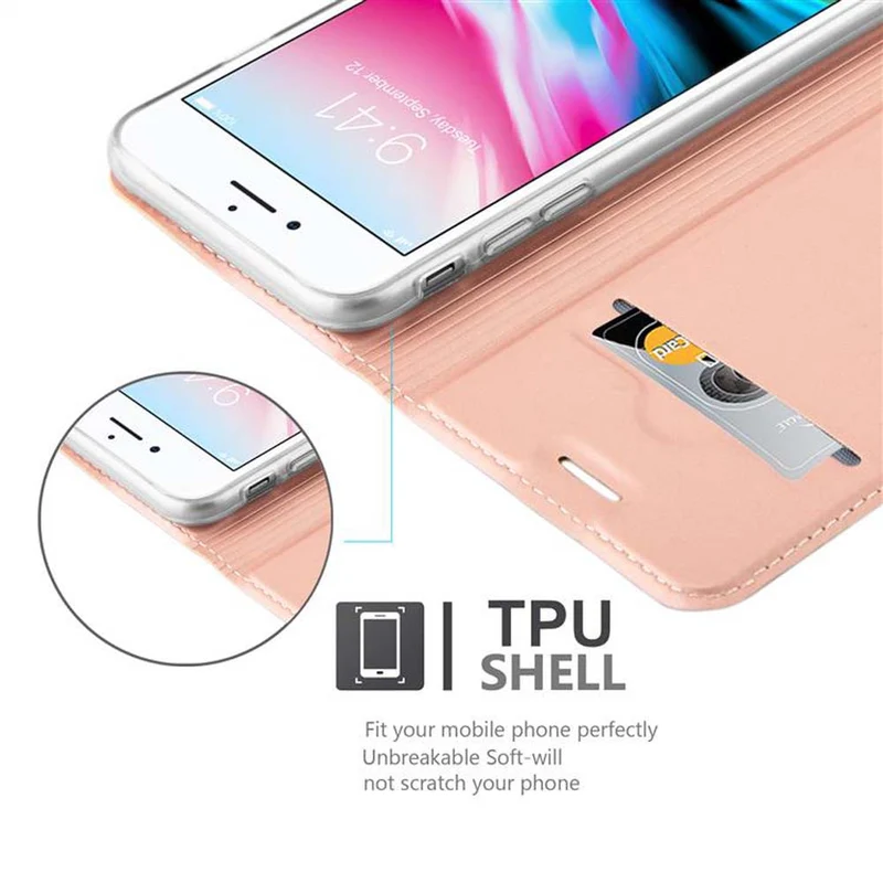 Cadorabo Hülle kompatibel mit Apple iPhone 7 / 7S / 8 / SE 2020 Schutzhülle mit Magnetverschluss, Standfunktion und Kartenfach