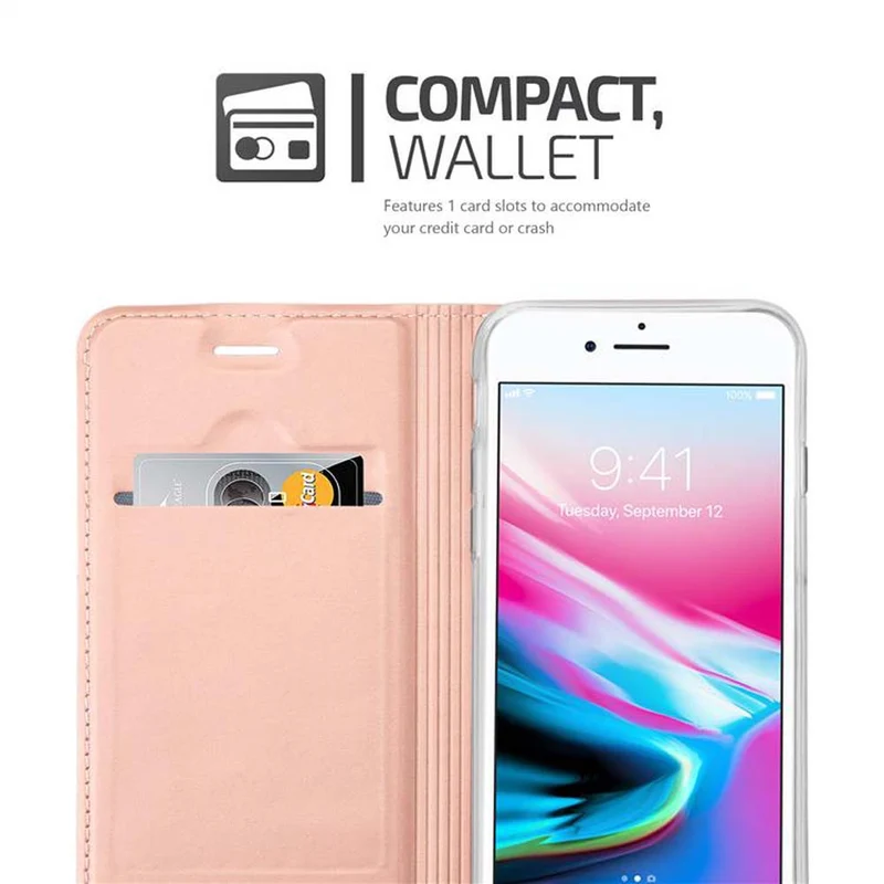 Cadorabo Hülle kompatibel mit Apple iPhone 7 / 7S / 8 / SE 2020 Schutzhülle mit Magnetverschluss, Standfunktion und Kartenfach