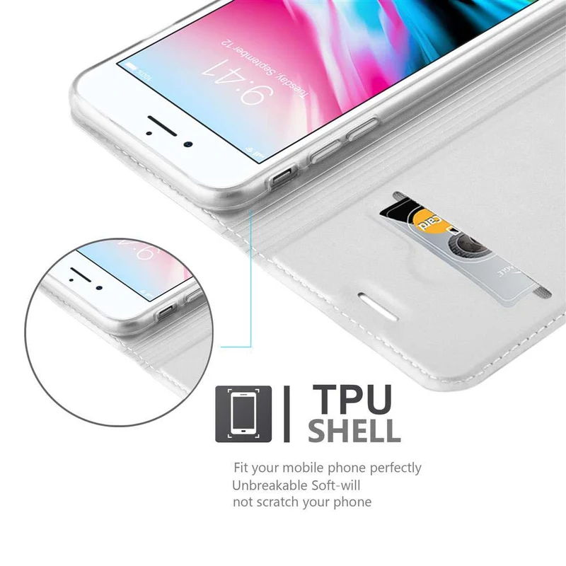 Cadorabo Hülle kompatibel mit Apple iPhone 7 / 7S / 8 / SE 2020 Schutzhülle mit Magnetverschluss, Standfunktion und Kartenfach