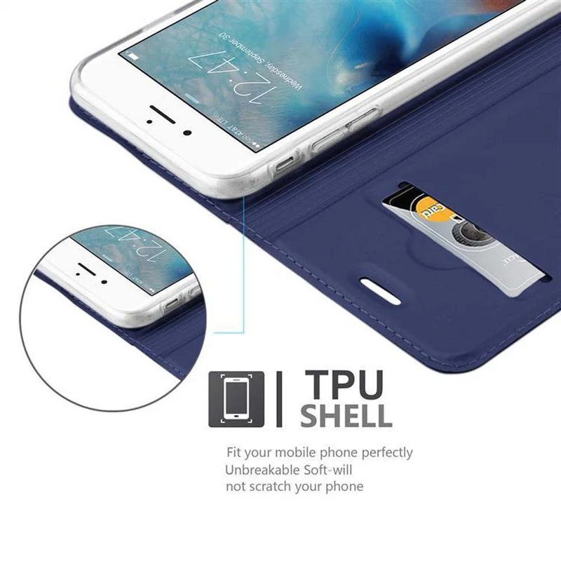 Cadorabo Hülle kompatibel mit Apple iPhone 6 PLUS / 6S PLUS Schutzhülle mit Magnetverschluss, Standfunktion und Kartenfach