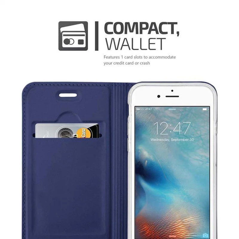Cadorabo Hülle kompatibel mit Apple iPhone 6 PLUS / 6S PLUS Schutzhülle mit Magnetverschluss, Standfunktion und Kartenfach