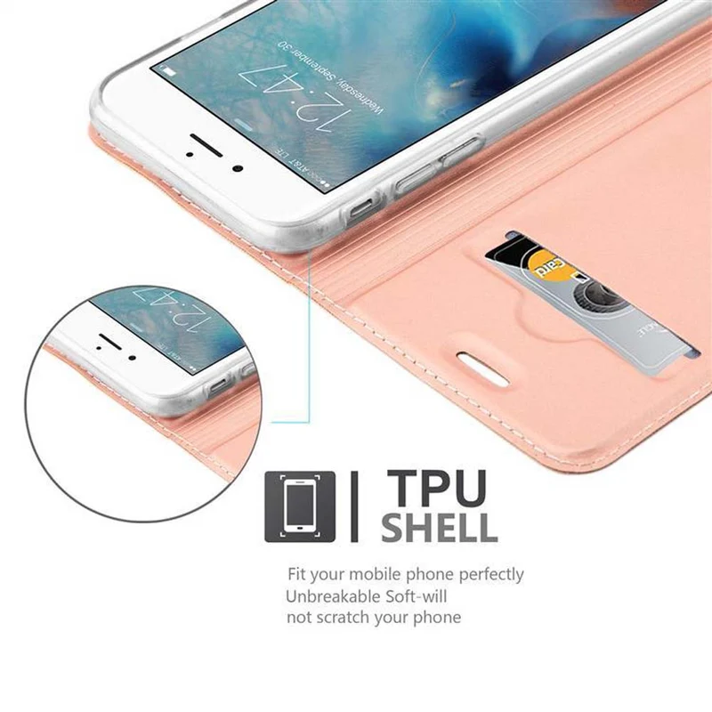 Cadorabo Hülle kompatibel mit Apple iPhone 6 PLUS / 6S PLUS Schutzhülle mit Magnetverschluss, Standfunktion und Kartenfach