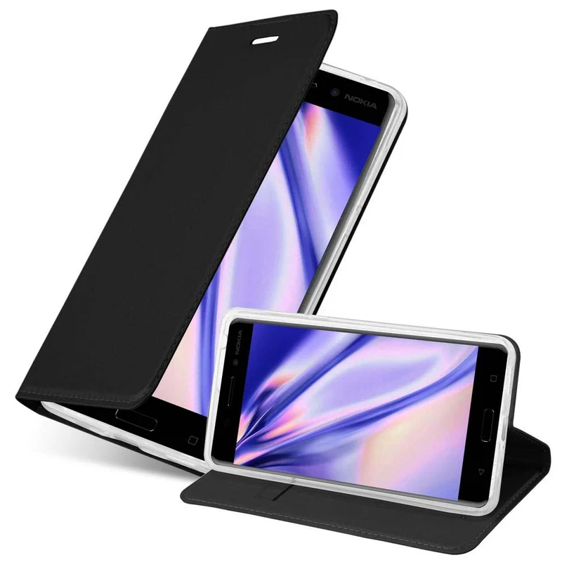 Cadorabo Hülle kompatibel mit Nokia 6 2017 Schutzhülle mit Magnetverschluss, Standfunktion und Kartenfach