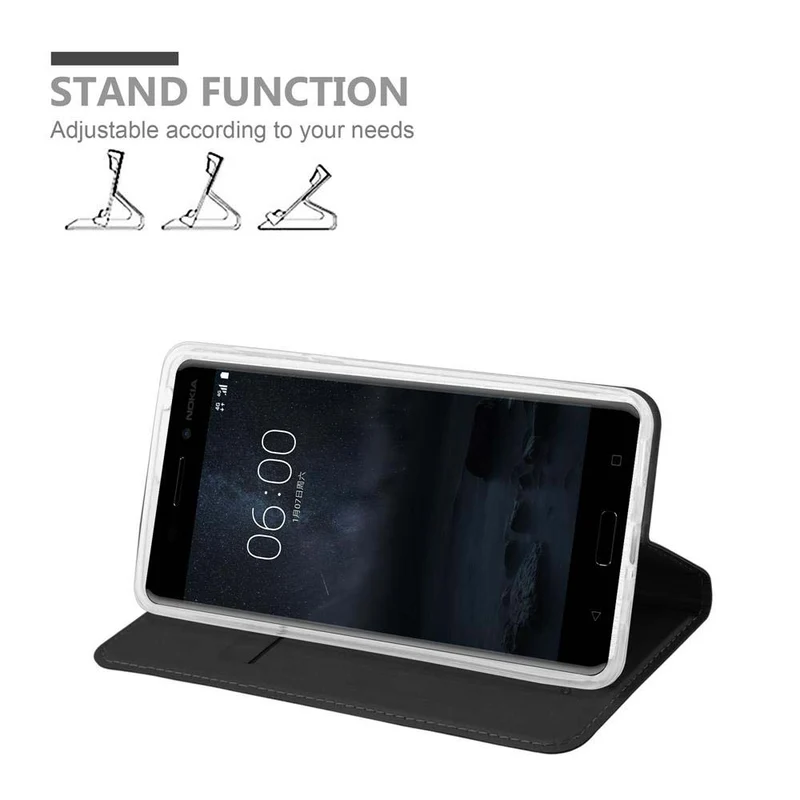 Cadorabo Hülle kompatibel mit Nokia 6 2017 Schutzhülle mit Magnetverschluss, Standfunktion und Kartenfach