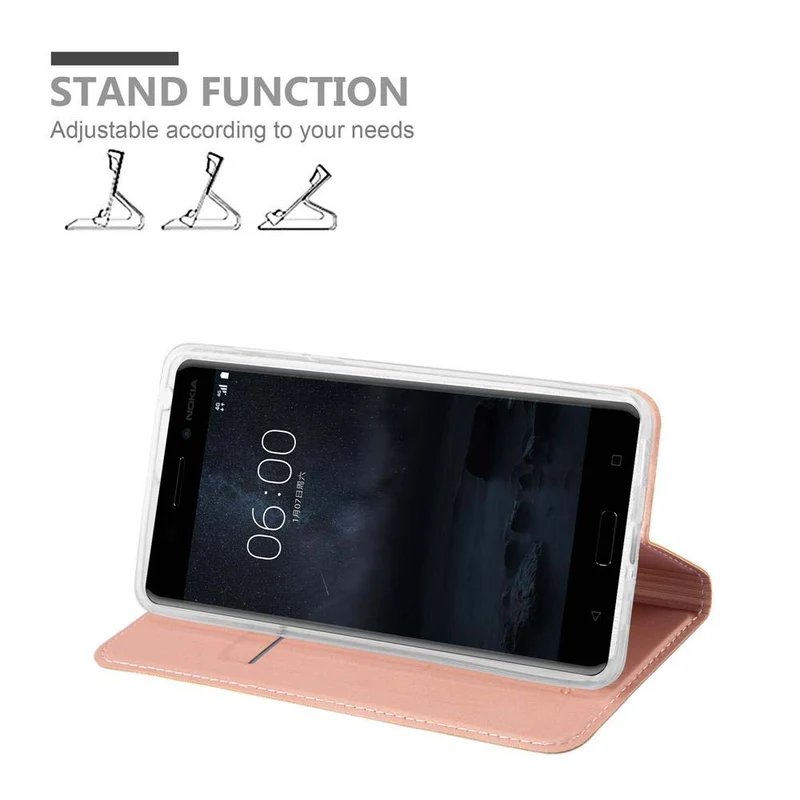 Cadorabo Hülle kompatibel mit Nokia 6 2017 Schutzhülle mit Magnetverschluss, Standfunktion und Kartenfach