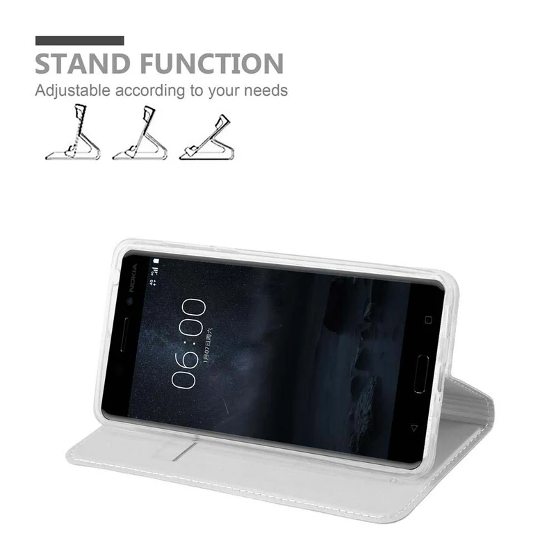 Cadorabo Hülle kompatibel mit Nokia 6 2017 Schutzhülle mit Magnetverschluss, Standfunktion und Kartenfach
