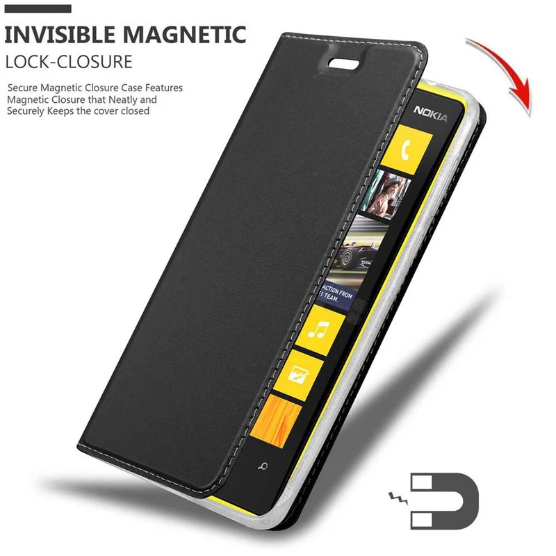 Cadorabo Hülle kompatibel mit Nokia Lumia 920 Schutzhülle mit Magnetverschluss, Standfunktion und Kartenfach