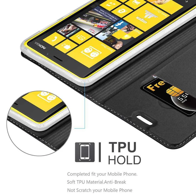Cadorabo Hülle kompatibel mit Nokia Lumia 920 Schutzhülle mit Magnetverschluss, Standfunktion und Kartenfach