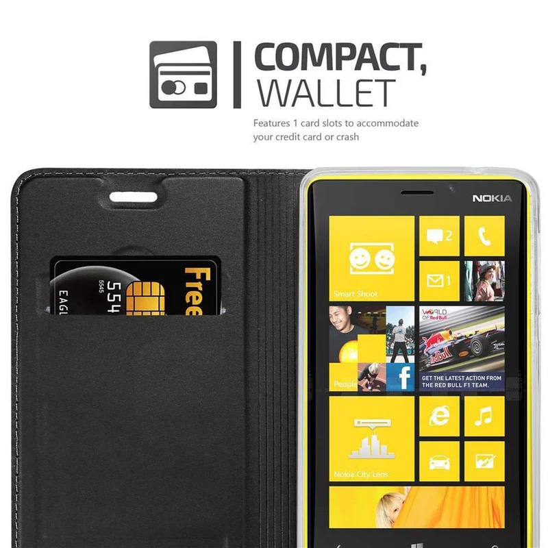 Cadorabo Hülle kompatibel mit Nokia Lumia 920 Schutzhülle mit Magnetverschluss, Standfunktion und Kartenfach