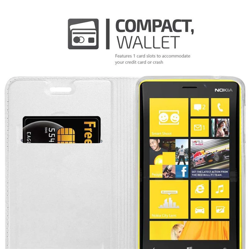 Cadorabo Hülle kompatibel mit Nokia Lumia 920 Schutzhülle mit Magnetverschluss, Standfunktion und Kartenfach