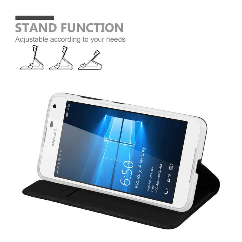 Cadorabo Hülle kompatibel mit Nokia Lumia 650 Schutzhülle mit Magnetverschluss, Standfunktion und Kartenfach