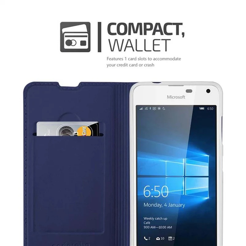 Cadorabo Hülle kompatibel mit Nokia Lumia 650 Schutzhülle mit Magnetverschluss, Standfunktion und Kartenfach