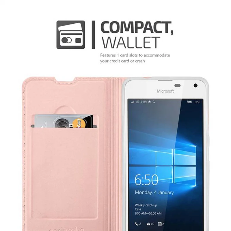 Cadorabo Hülle kompatibel mit Nokia Lumia 650 Schutzhülle mit Magnetverschluss, Standfunktion und Kartenfach