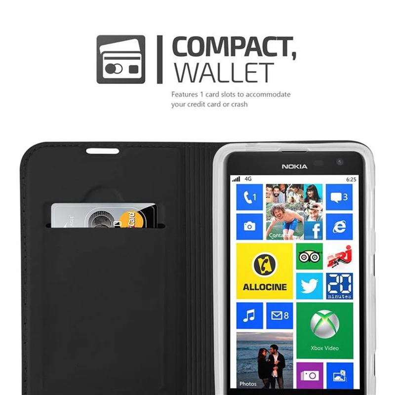 Cadorabo Hülle kompatibel mit Nokia Lumia 625 Schutzhülle mit Magnetverschluss, Standfunktion und Kartenfach