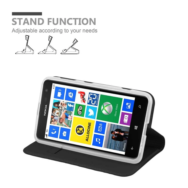 Cadorabo Hülle kompatibel mit Nokia Lumia 625 Schutzhülle mit Magnetverschluss, Standfunktion und Kartenfach