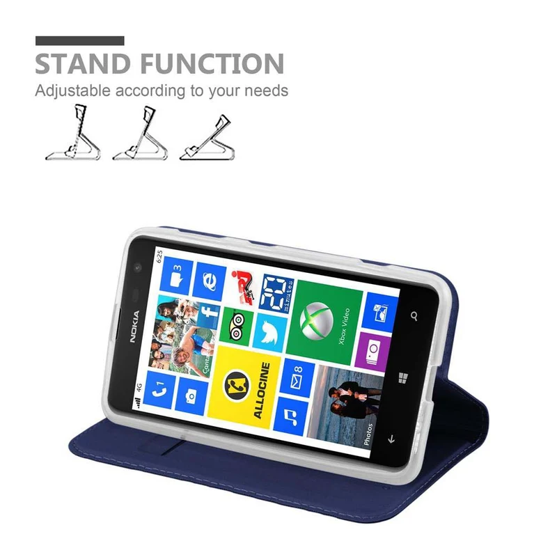Cadorabo Hülle kompatibel mit Nokia Lumia 625 Schutzhülle mit Magnetverschluss, Standfunktion und Kartenfach