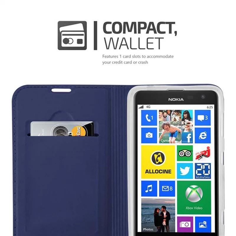 Cadorabo Hülle kompatibel mit Nokia Lumia 625 Schutzhülle mit Magnetverschluss, Standfunktion und Kartenfach