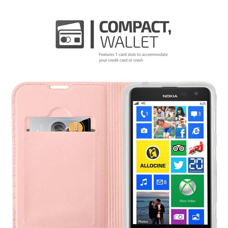 Cadorabo Hülle kompatibel mit Nokia Lumia 625 Schutzhülle mit Magnetverschluss, Standfunktion und Kartenfach
