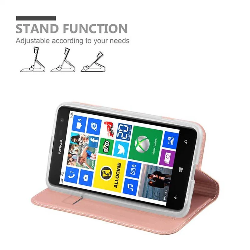 Cadorabo Hülle kompatibel mit Nokia Lumia 625 Schutzhülle mit Magnetverschluss, Standfunktion und Kartenfach