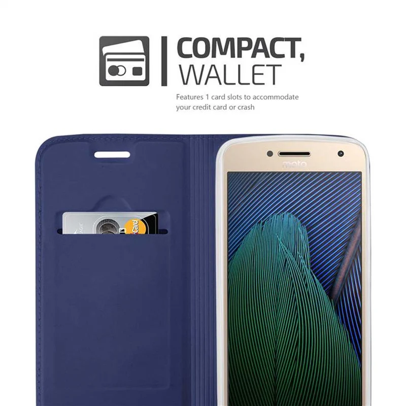 Cadorabo Hülle kompatibel mit Motorola MOTO G5 PLUS Schutzhülle mit Magnetverschluss, Standfunktion und Kartenfach
