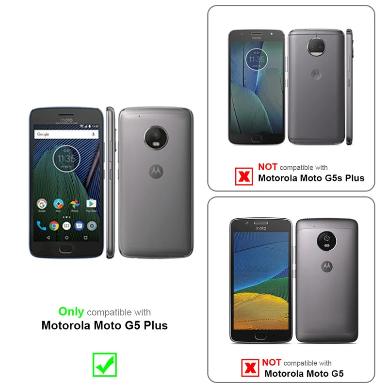 Cadorabo Hülle kompatibel mit Motorola MOTO G5 PLUS Schutzhülle mit Magnetverschluss, Standfunktion und Kartenfach