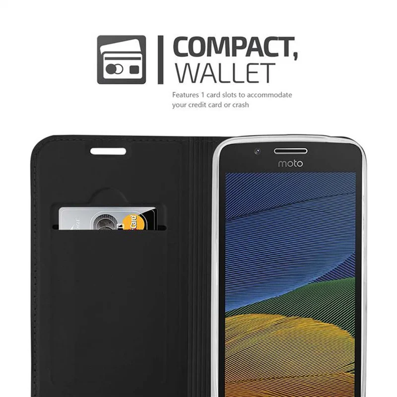 Cadorabo Hülle kompatibel mit Motorola MOTO G5 Schutzhülle mit Magnetverschluss, Standfunktion und Kartenfach