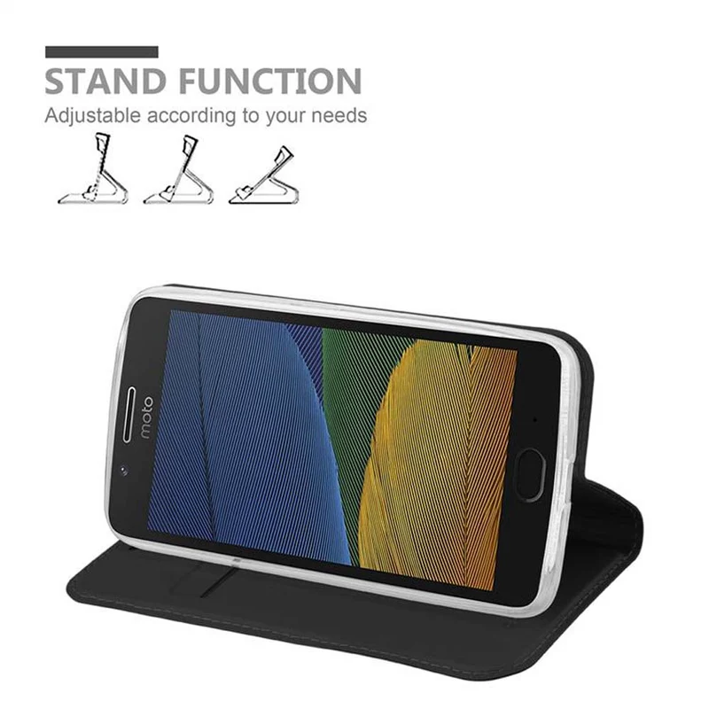 Cadorabo Hülle kompatibel mit Motorola MOTO G5 Schutzhülle mit Magnetverschluss, Standfunktion und Kartenfach