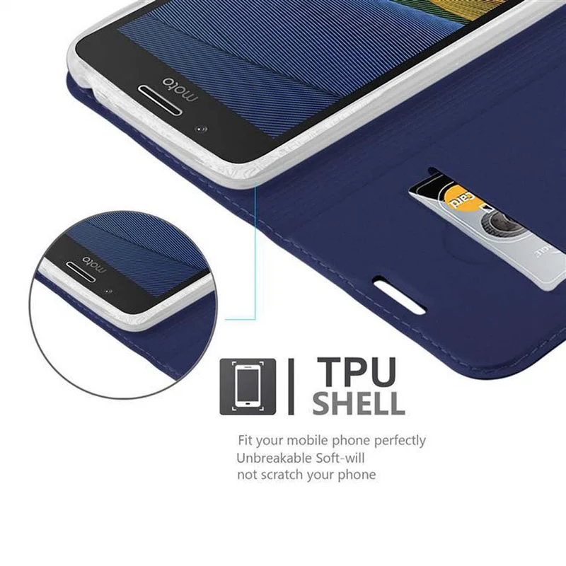 Cadorabo Hülle kompatibel mit Motorola MOTO G5 Schutzhülle mit Magnetverschluss, Standfunktion und Kartenfach