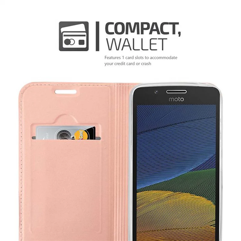 Cadorabo Hülle kompatibel mit Motorola MOTO G5 Schutzhülle mit Magnetverschluss, Standfunktion und Kartenfach