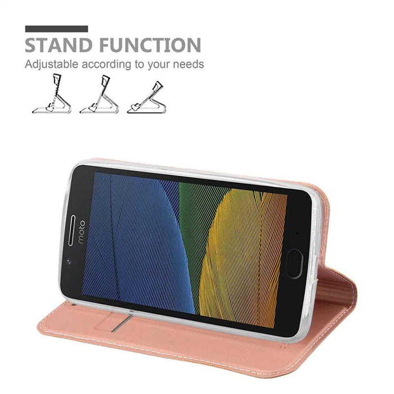 Cadorabo Hülle kompatibel mit Motorola MOTO G5 Schutzhülle mit Magnetverschluss, Standfunktion und Kartenfach