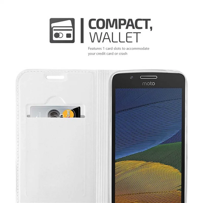 Cadorabo Hülle kompatibel mit Motorola MOTO G5 Schutzhülle mit Magnetverschluss, Standfunktion und Kartenfach