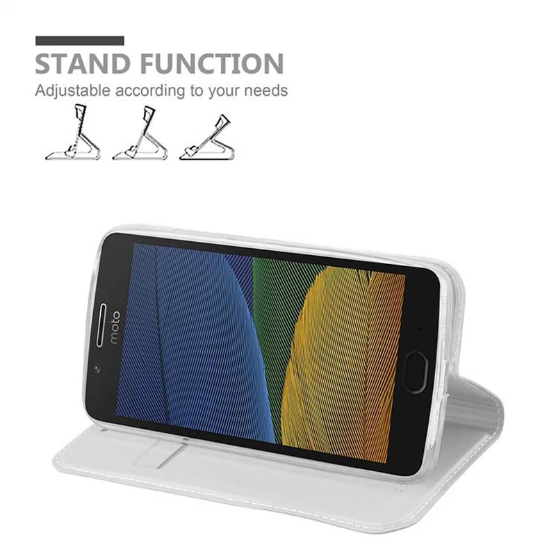 Cadorabo Hülle kompatibel mit Motorola MOTO G5 Schutzhülle mit Magnetverschluss, Standfunktion und Kartenfach