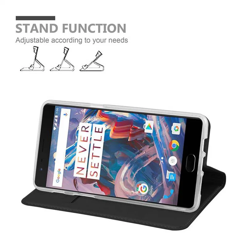 Cadorabo Hülle kompatibel mit OnePlus 3 / 3T Schutzhülle mit Magnetverschluss, Standfunktion und Kartenfach