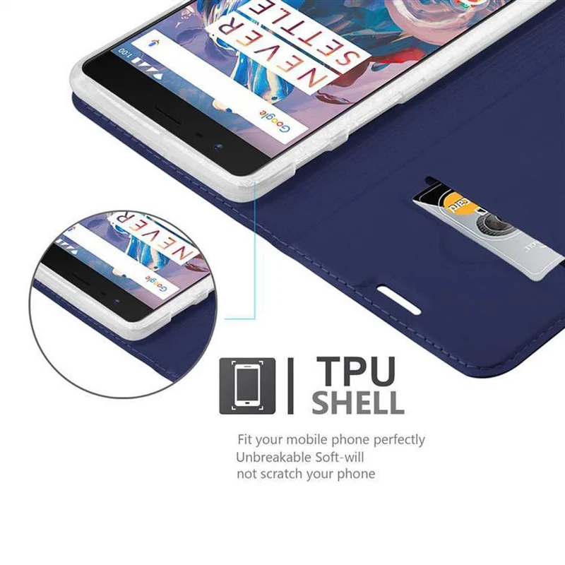 Cadorabo Hülle kompatibel mit OnePlus 3 / 3T Schutzhülle mit Magnetverschluss, Standfunktion und Kartenfach