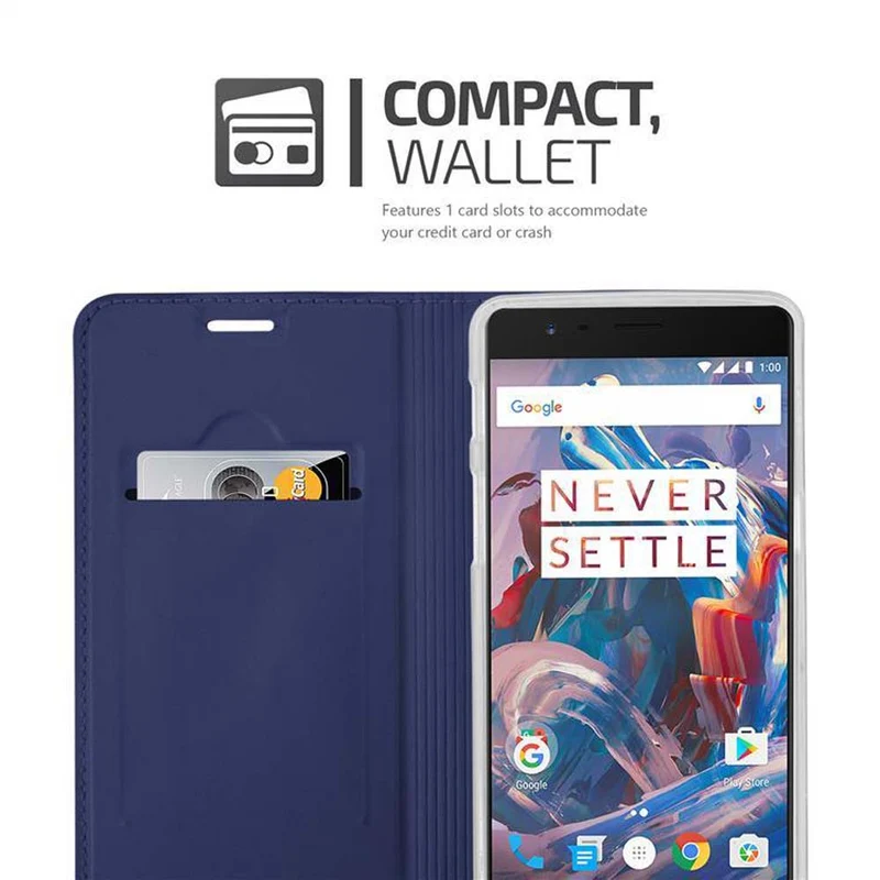 Cadorabo Hülle kompatibel mit OnePlus 3 / 3T Schutzhülle mit Magnetverschluss, Standfunktion und Kartenfach