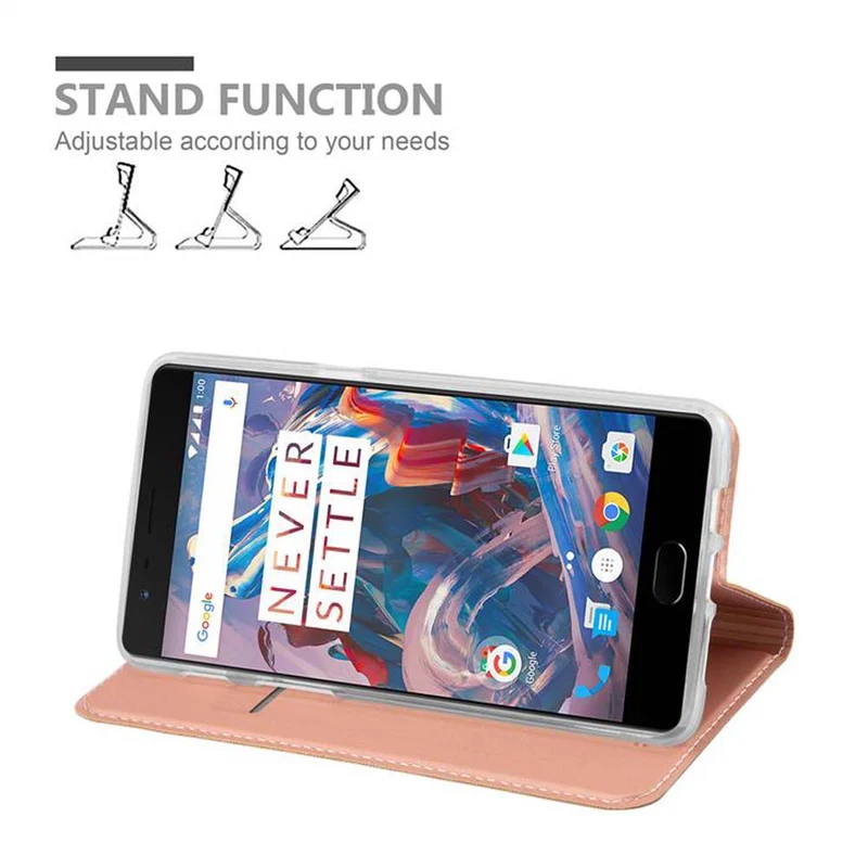 Cadorabo Hülle kompatibel mit OnePlus 3 / 3T Schutzhülle mit Magnetverschluss, Standfunktion und Kartenfach