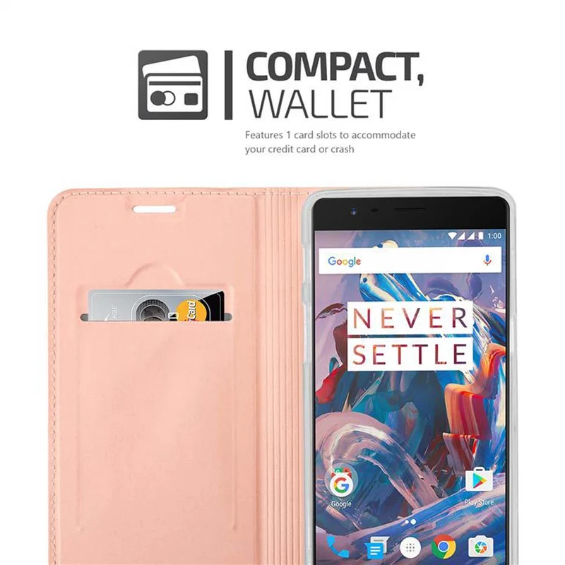 Cadorabo Hülle kompatibel mit OnePlus 3 / 3T Schutzhülle mit Magnetverschluss, Standfunktion und Kartenfach