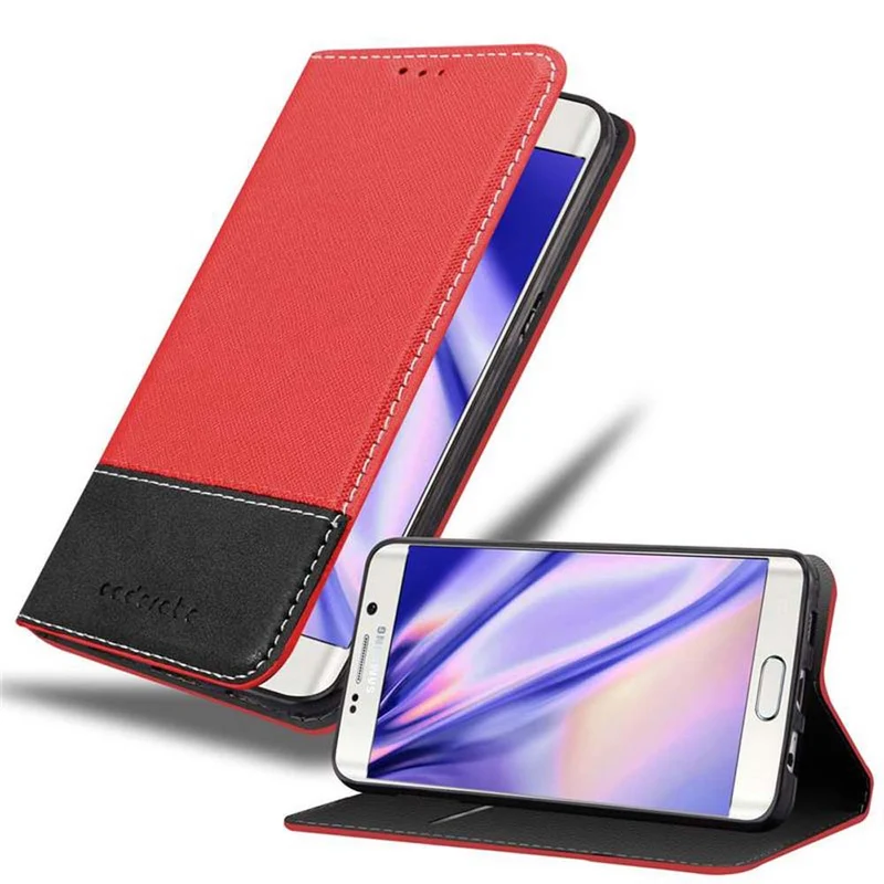 Cadorabo Hülle kompatibel mit Samsung Galaxy S6 EDGE PLUS Schutzhülle mit Magnetverschluss, Standfunktion und Kartenfach