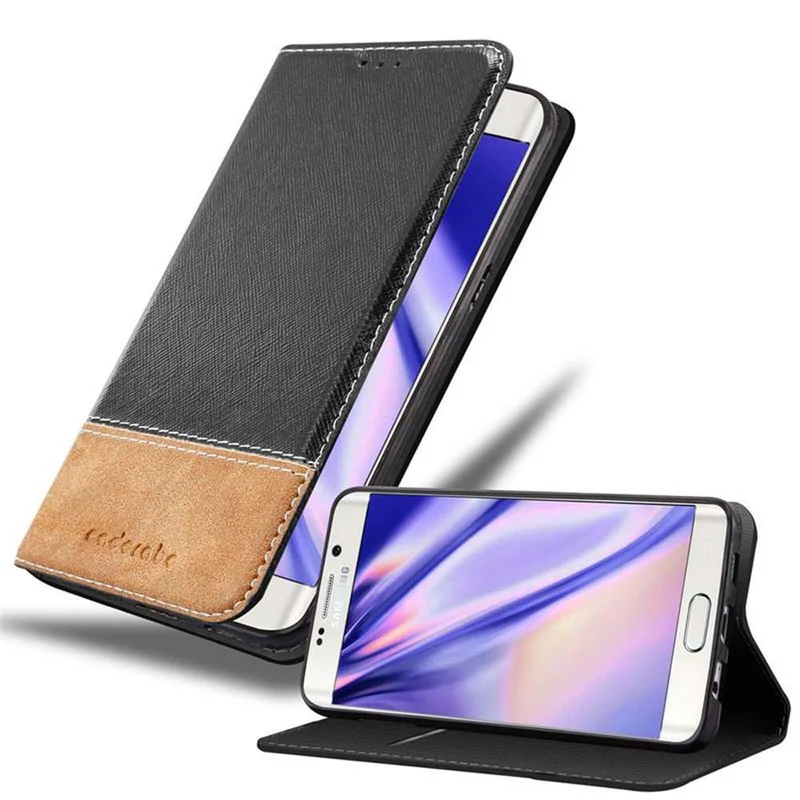 Cadorabo Hülle kompatibel mit Samsung Galaxy S6 EDGE PLUS Schutzhülle mit Magnetverschluss, Standfunktion und Kartenfach