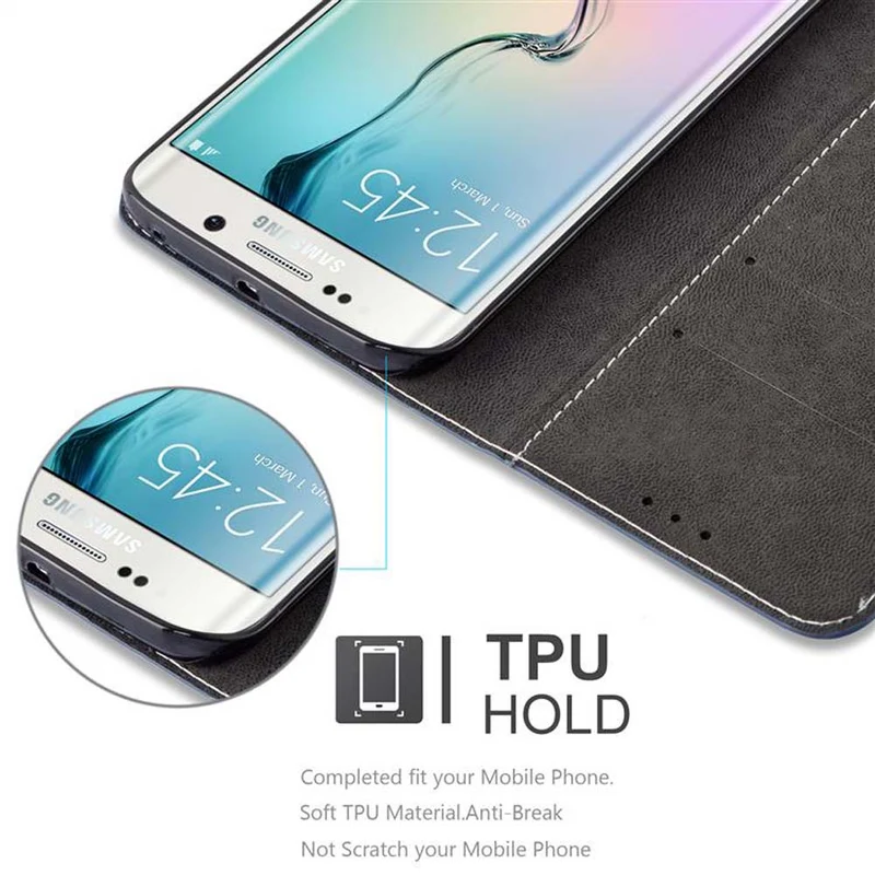 Cadorabo Hülle kompatibel mit Samsung Galaxy S6 EDGE PLUS Schutzhülle mit Magnetverschluss, Standfunktion und Kartenfach