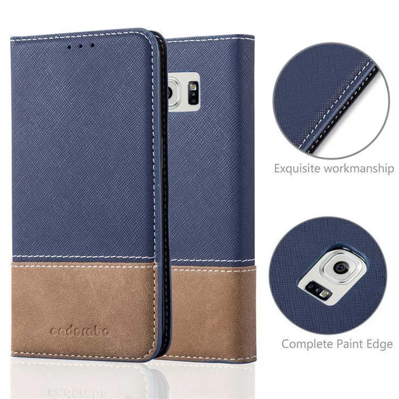 Cadorabo Hülle kompatibel mit Samsung Galaxy S6 EDGE PLUS Schutzhülle mit Magnetverschluss, Standfunktion und Kartenfach